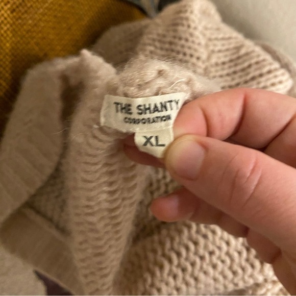 The shanty corporation mohair wool blend duster knit beige pink cardigan size XL - Picture 8 of 8